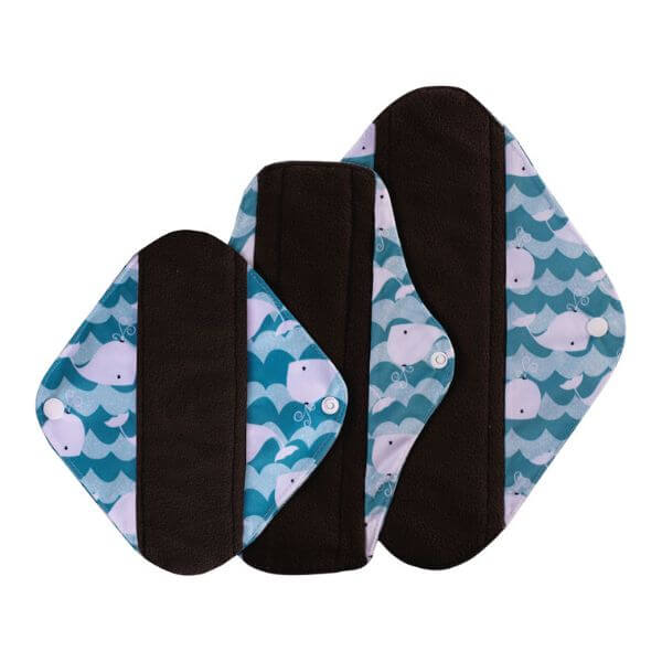 Pack iniciante. Compresas de tela de bambu negro ( 1S,1M y 1L)