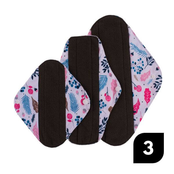 Pack iniciante. Compresas de tela de bambu negro ( 1S,1M y 1L)