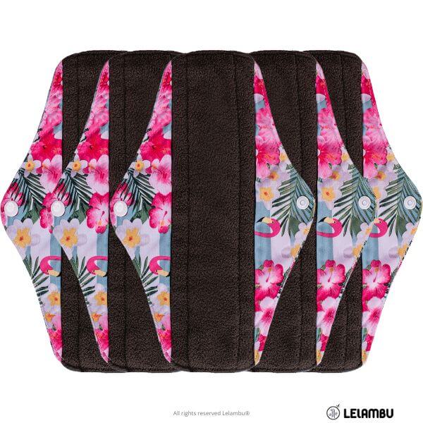 Pack de 5 compresas reutilizables estampadas de bambú negro