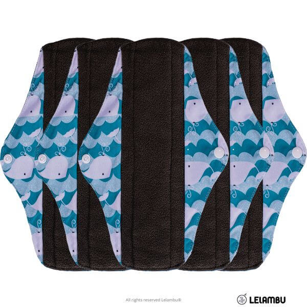 Pack de 5 compresas reutilizables estampadas de bambú negro