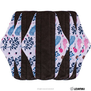 Pack de 5 compresas reutilizables estampadas de bambú negro