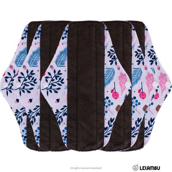 Pack de 5 compresas reutilizables estampadas de bambú negro