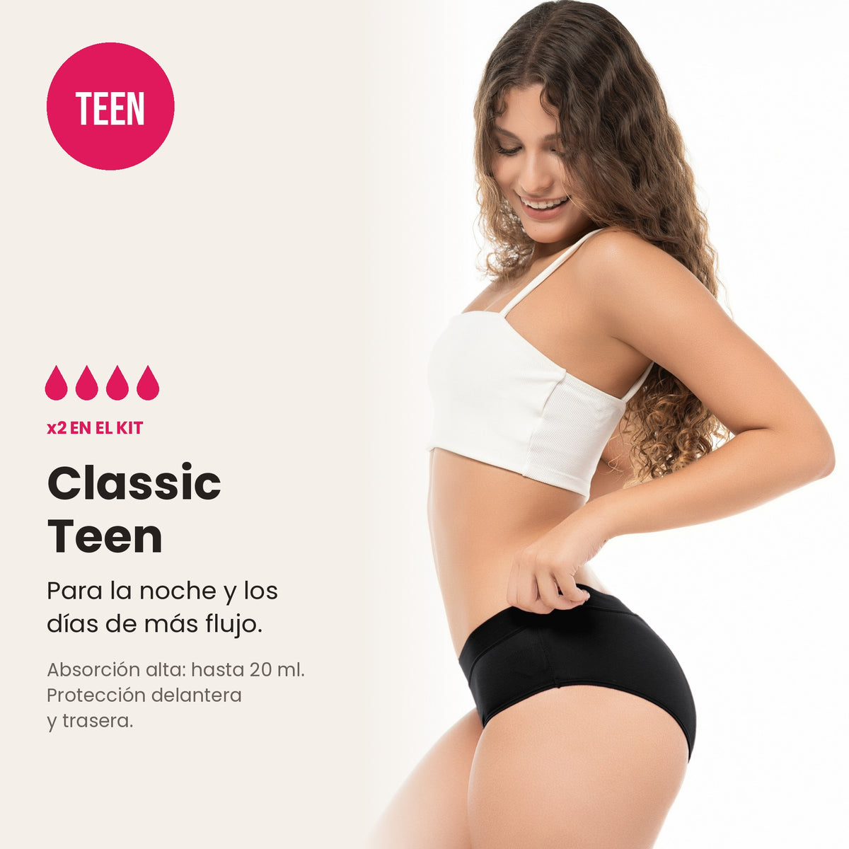 Kit Primera Regla Lelambu® – 5 braguitas menstruales para adolescentes