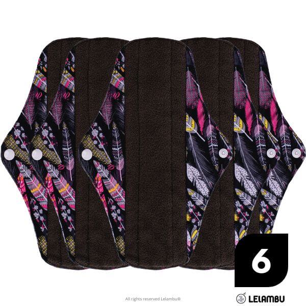 Pack de 5 compresas reutilizables estampadas de bambú negro