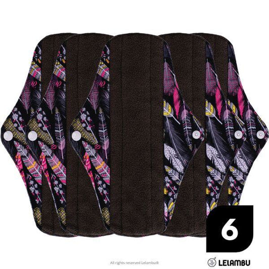 Pack de 5 compresas reutilizables estampadas de bambú negro