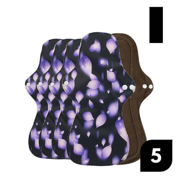 5 Compresas reutilizables de noche con bambú negro