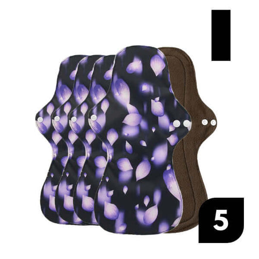 5 Compresas reutilizables de noche con bambú negro