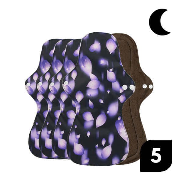 5 Compresas reutilizables de noche con bambú negro - Lelambu