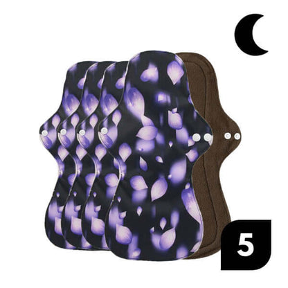 5 Compresas reutilizables de noche con bambú negro - Lelambu