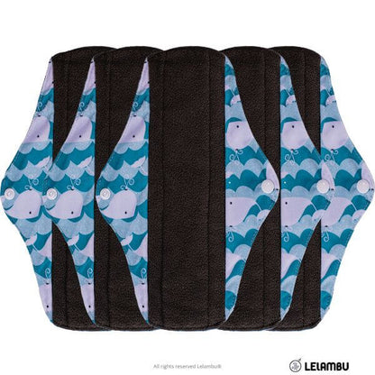 Pack de 5 compresas reutilizables estampadas de bambú negro