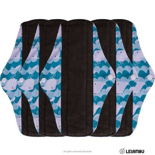 Pack de 5 compresas reutilizables estampadas de bambú negro