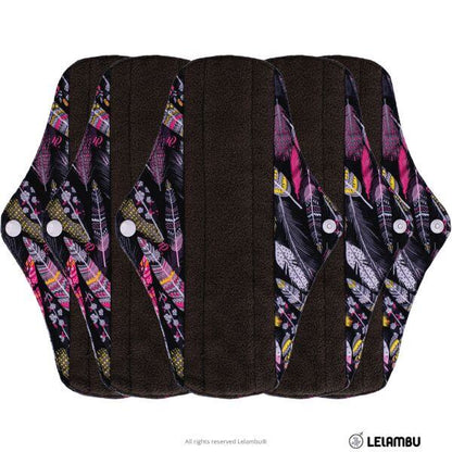 Pack de 5 compresas reutilizables estampadas de bambú negro