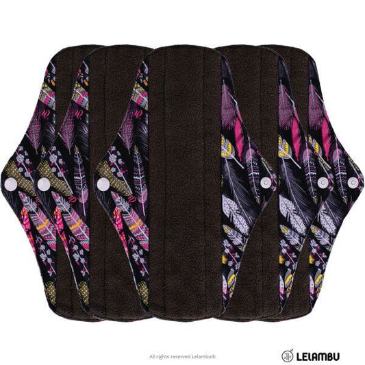 Pack de 5 compresas reutilizables estampadas de bambú negro