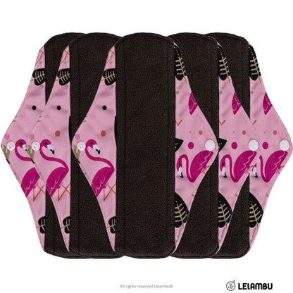 Pack de 5 compresas reutilizables estampadas de bambú negro